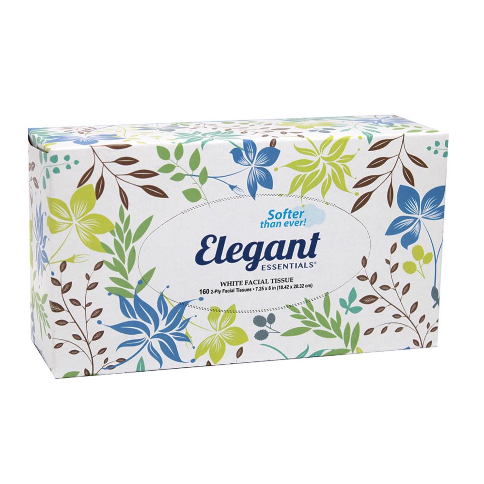 36 Pieces of Elegant Facial Tissue 7.25x8in 160 Count 2 Ply Made In Usa