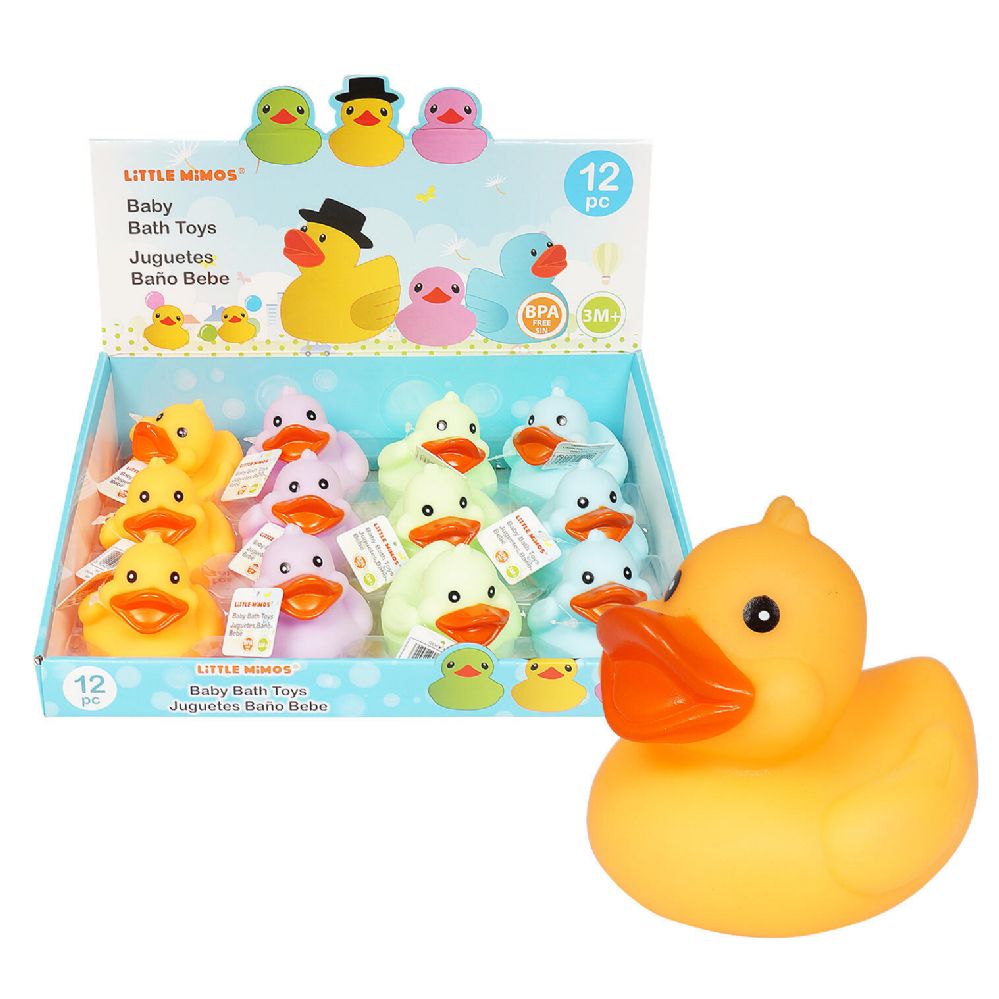 96 Pieces of Bath Toy 12 Count Rubber Ducky 4 Assorted Colors