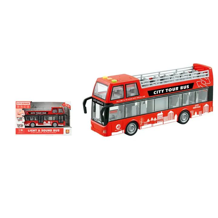 12 Wholesale 1:16 Open Top Bus With Light & Sound (red)