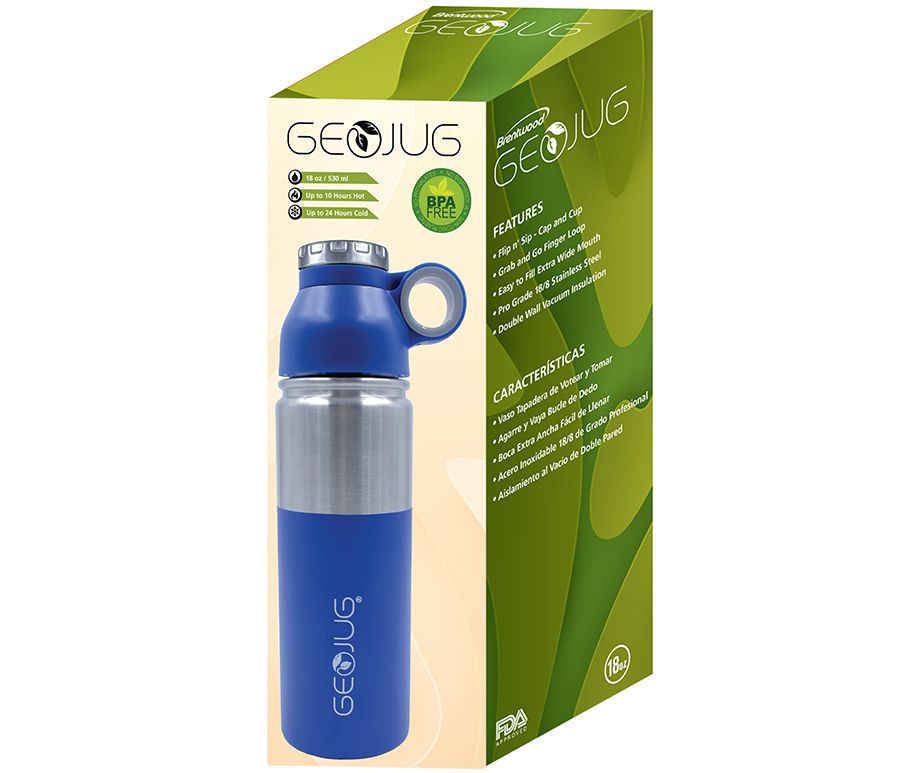 12 Pieces of Brentwood Geojug Waterbottle 18z Stainless Steel Blue