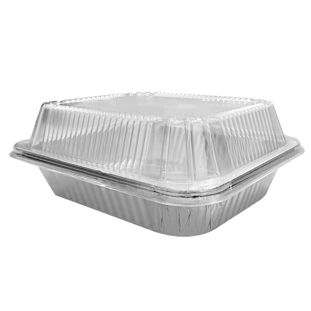 24 Pieces of Dispozeit Aluminum Foil Pan 13x10.25x2.5in 3 Pack With Dome Lid Half Deep Size