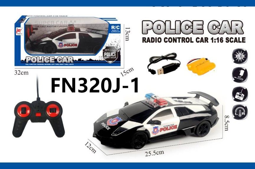 6 Wholesale 1:16 Rc Police Car W/ Rechargebale Battery