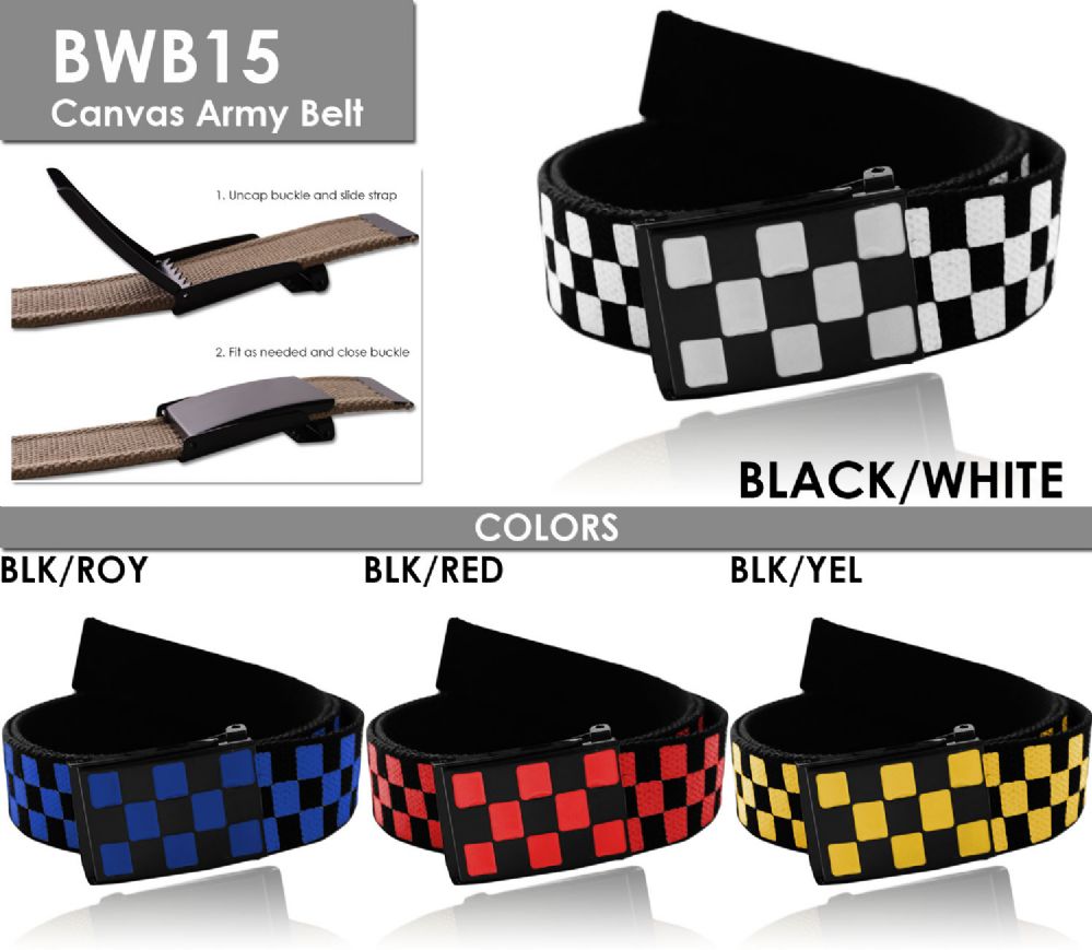 24 Pieces of Canvas Army Belt Color Black White