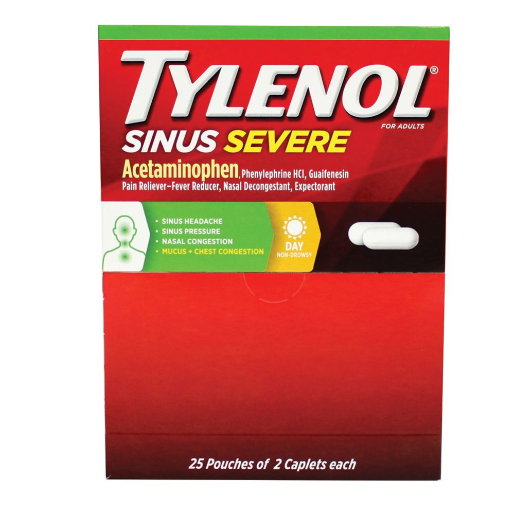 50 Pieces of Tylenol Sever Sinus 2 Count Box