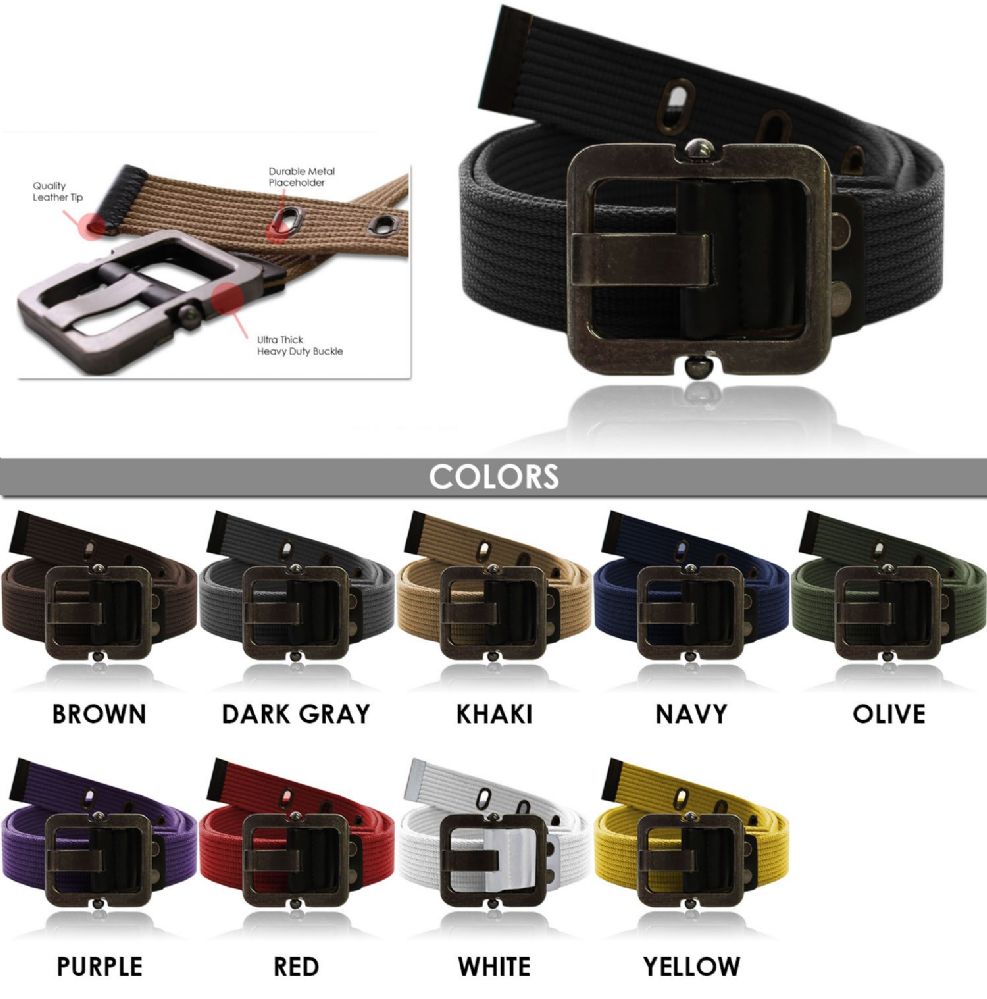 24 Pieces of Canvas Army Belt With 1 Hole Color Dark Grey