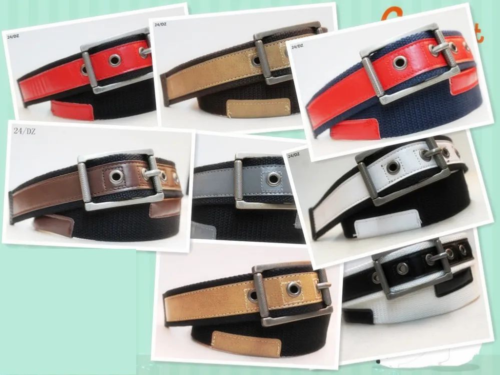 24 Pieces of Canvas Army Belt With 1 Hole Assorted Colors