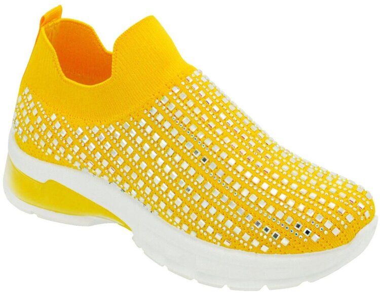 12 Wholesale Women Sneakers Yellow Size 5 - 10 Assorted