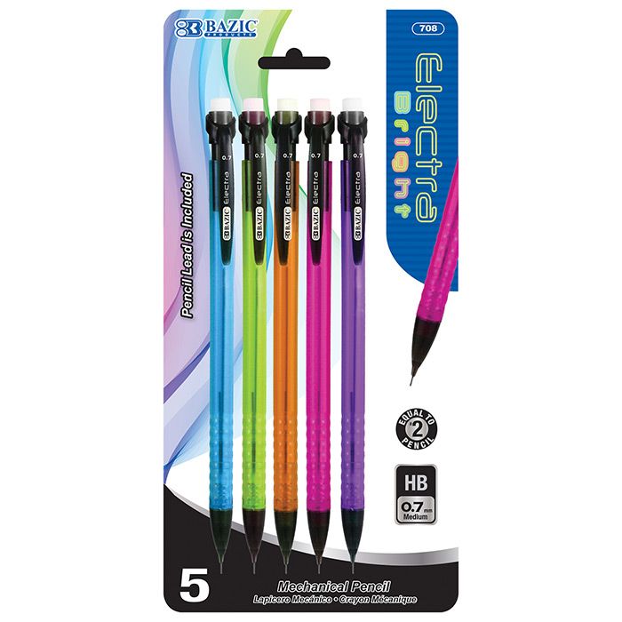 24 pieces of Electra 0.7 Mm Fashion Color Mechanical Pencil (5/pack)