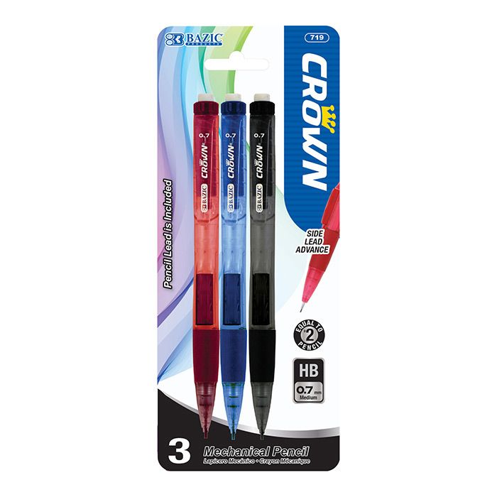 24 Wholesale Crown 0.7 Mm Mechanical Pencil (3/pack)