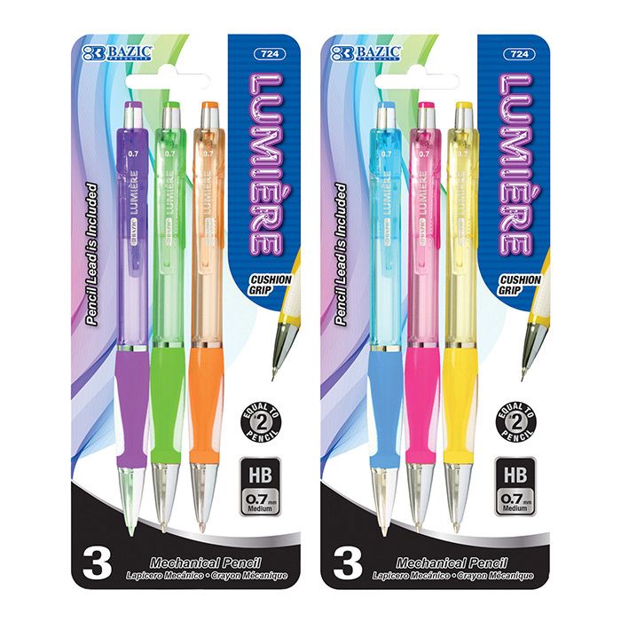 24 pieces of Lumiere 0.7 Mm Mechanical Pencil W/ Grip (3/pack)