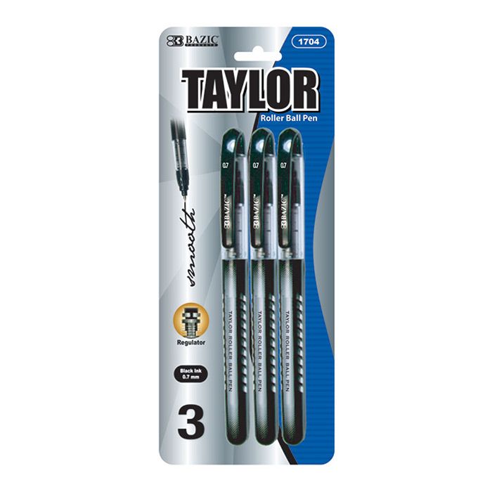 24 Wholesale Taylor Black Rollerball Pen (3/pack)