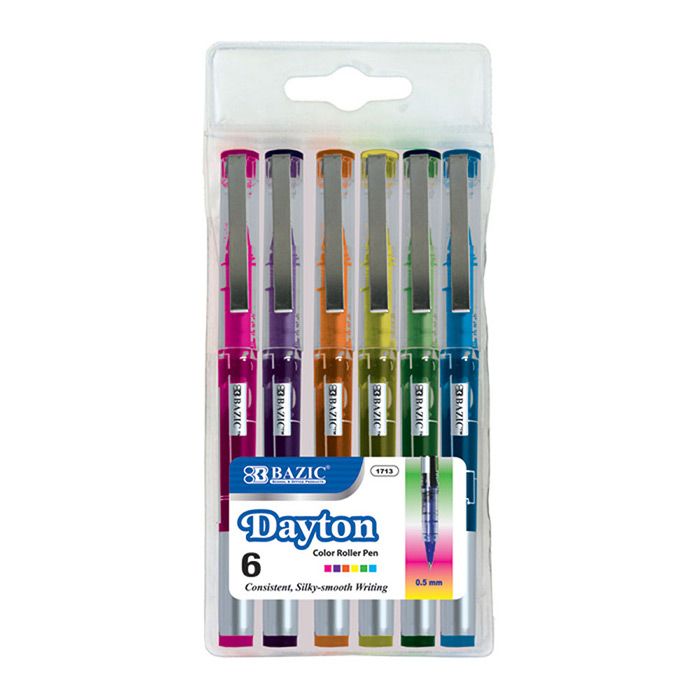 24 Wholesale 6 Color Dayton Rollerball Pen W/ Metal Clip
