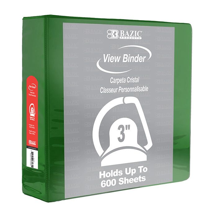 12 Wholesale 3" Green SlanT-D Ring View Binder W/ 2-Pockets