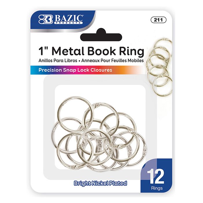 24 pieces of 1" Metal Book Rings (12/pack)