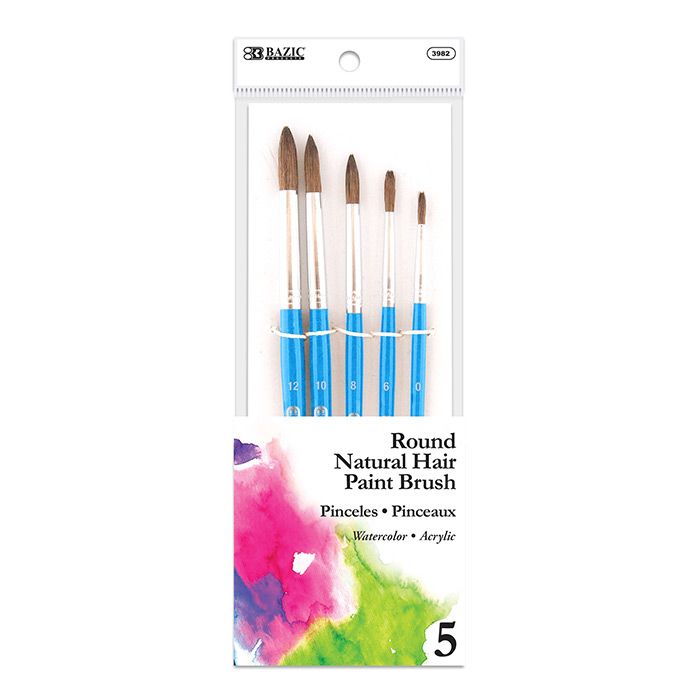 24 pieces of Round Natural Hair Paint Brush (5/pack)