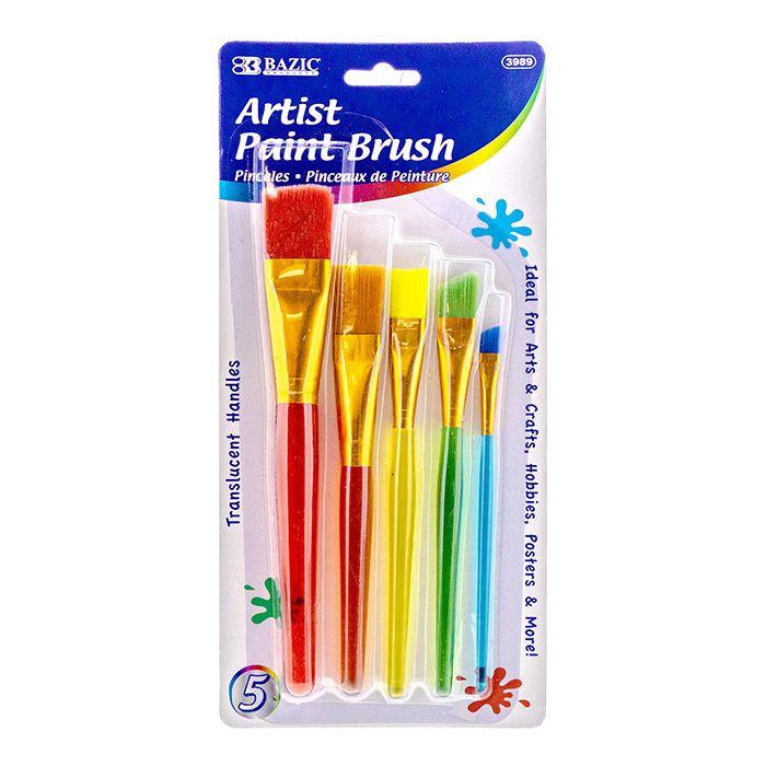 24 pieces of Paint Brush W/ Translucent Handle Set (5/pack)