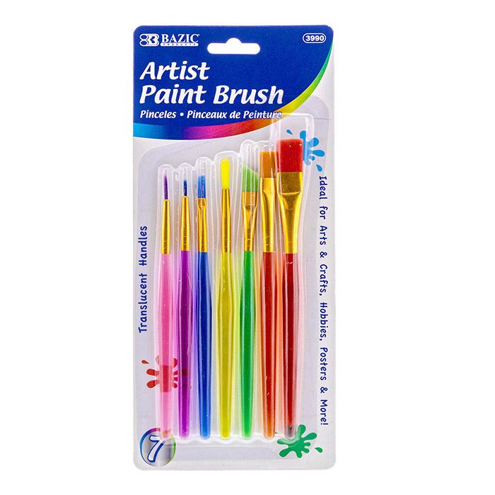 24 pieces of Paint Brush W/ Translucent Handle Set (7/pack)