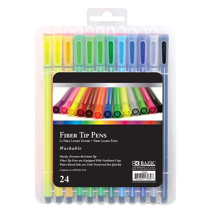 12 Wholesale 24 Color Washable Fiber Tip Pen