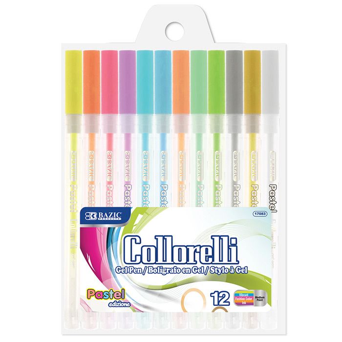 24 Wholesale 12 Pastel Color Collorelli Gel Pen