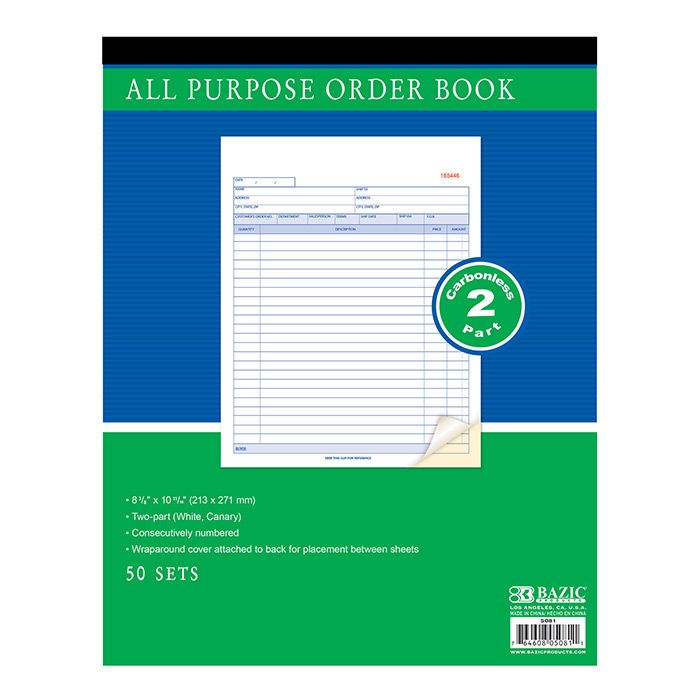 BAZIC Cash Money Rent Receipt Book, 50 Sets 7 1/2"x2 3/4" 2-Part