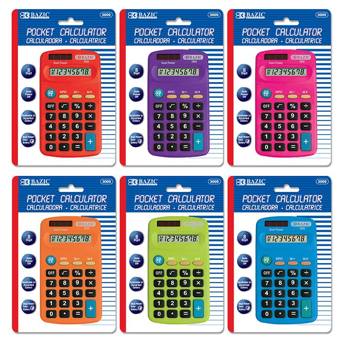 24 Pieces of 8-Digit Dual Power Pocket Size Calculator