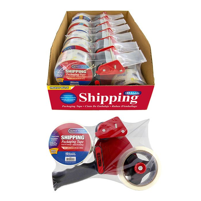 6 pieces of Packaging Tape Dispenser W/ (2) 1.88" X 54.6 Yards Super Clear Tape