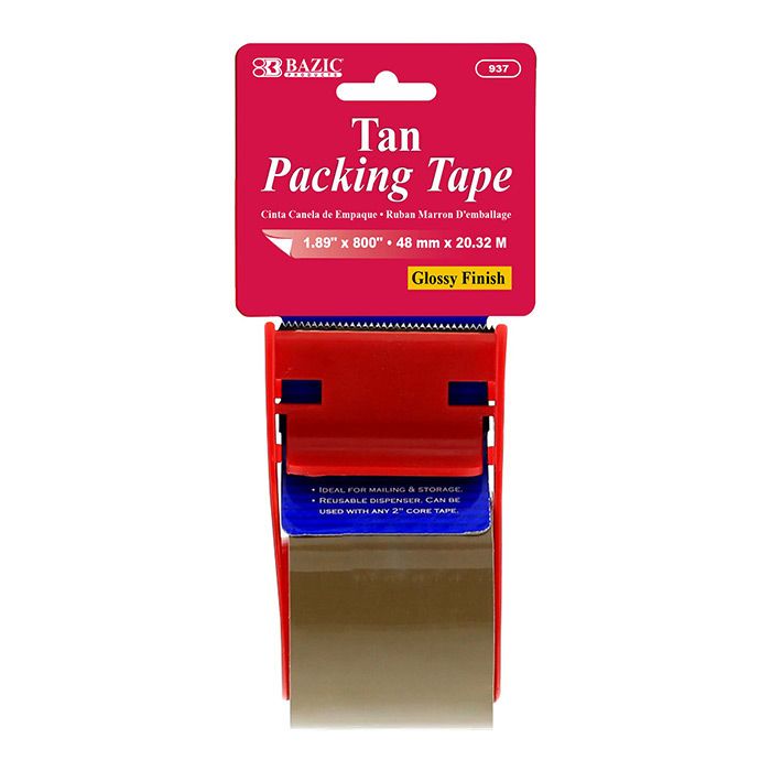 24 pieces of 1.88" X 800" Tan Packing Tape W/ Dispenser