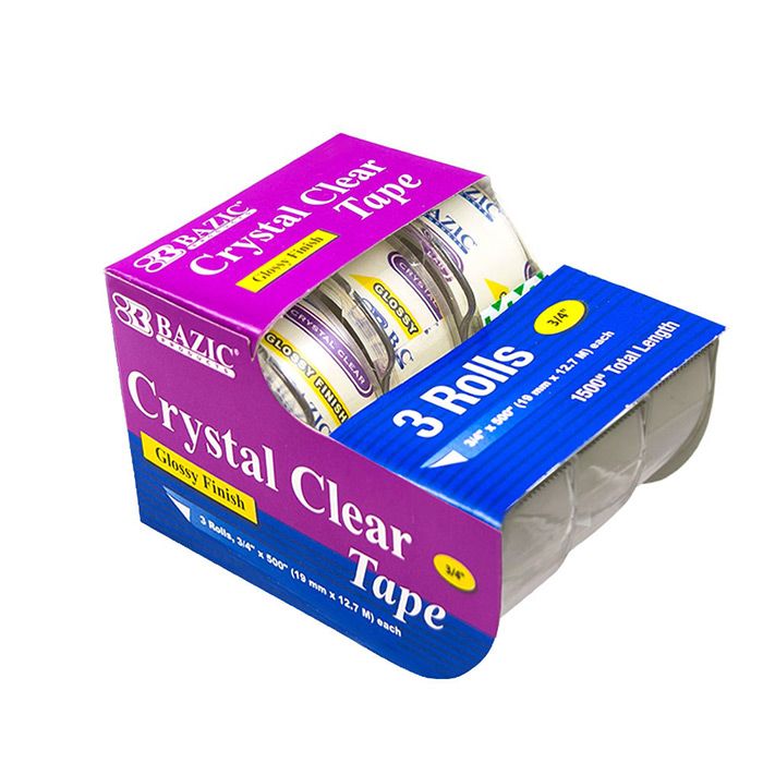 24 Wholesale 3 4 X 500 Crystal Clear Tape 3 pack At
