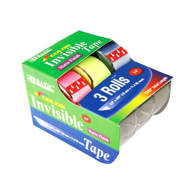 24 pieces of 3/4" X 500" Color Invisible Tape (3/pack)