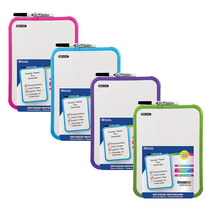 12 pieces of Asstd Color 8.5" X 11" Dry Erase Board W/ Marker