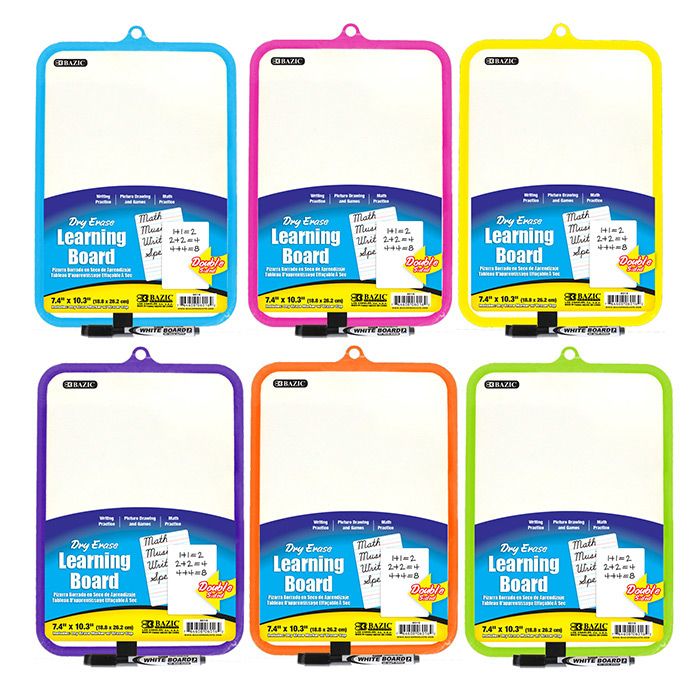 24 pieces of 7.4" X 10.3" Double Sided Dry Erase Learning Board W/ Marker