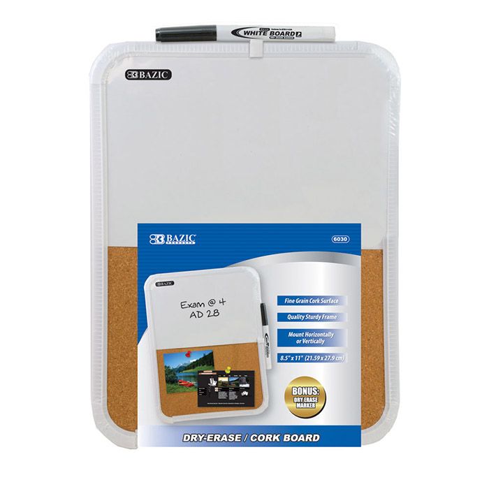 12 Wholesale 8.5" X 11" Dry Erase / Cork Combo Board W/ Marker