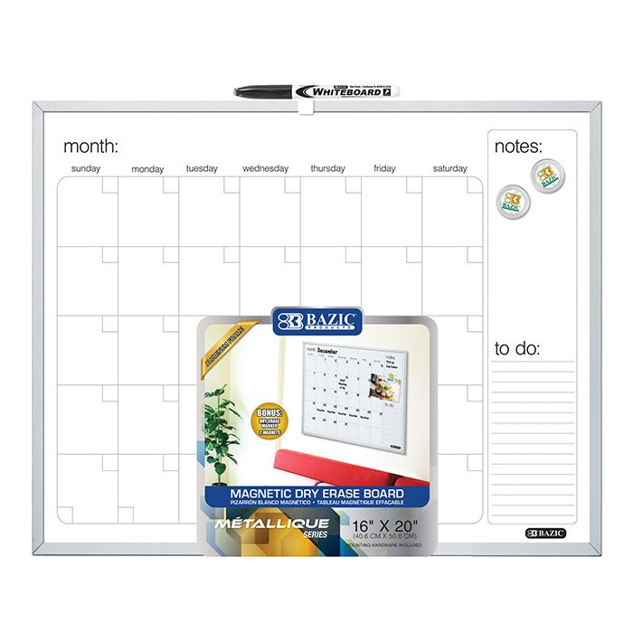 6 Wholesale 16" X 20" Aluminum Framed Magnetic Dry Erase Calendar
