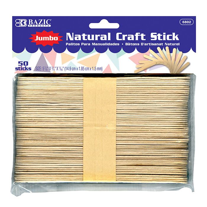 72 Wholesale Jumbo Colored Craft Stick (50/pack) - at