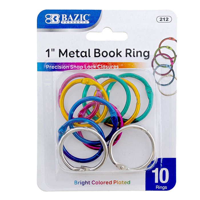 24 pieces of 1" Assorted Color Metal Book Rings (10/pack)