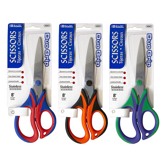 24 Wholesale 8" Duo Grip Stainless Steel Scissors
