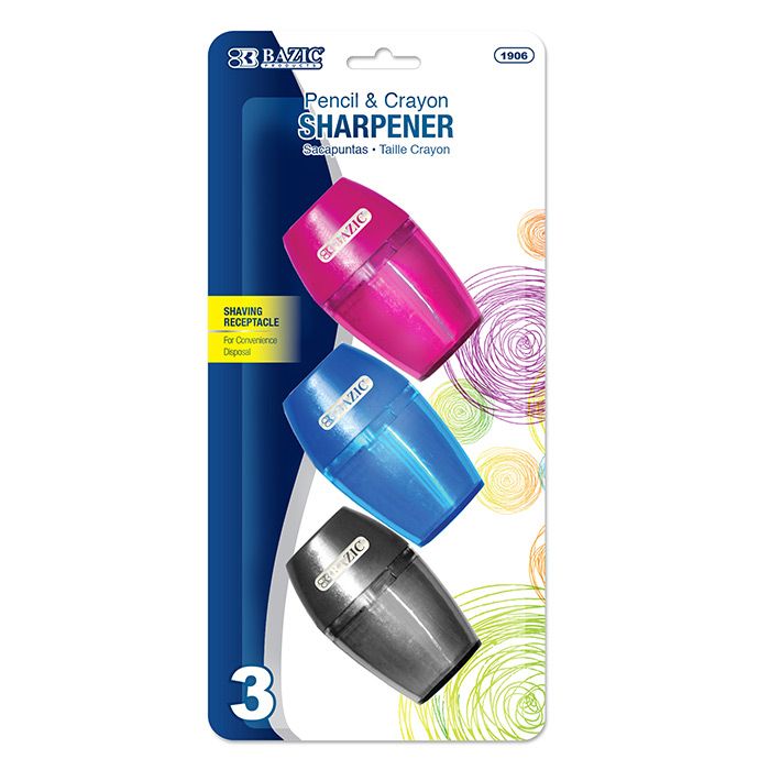 24 pieces of Single Hole Sharpener W/ Receptacle (3/pack)