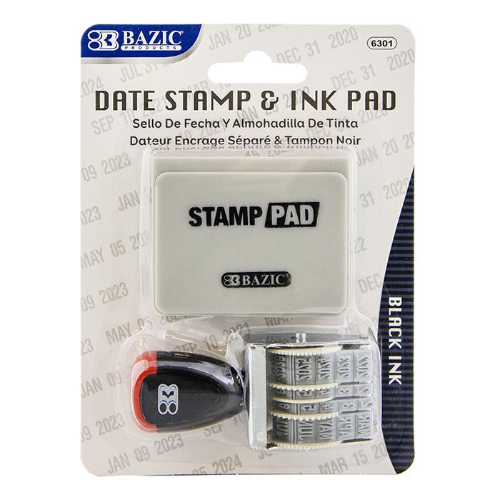 24 Wholesale Date Stamp And Ink Pad (black Ink)