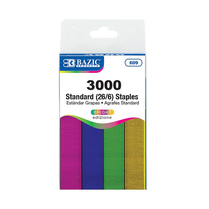 24 pieces of 3000 Ct. Standard (26/6) Metallic Color Staples