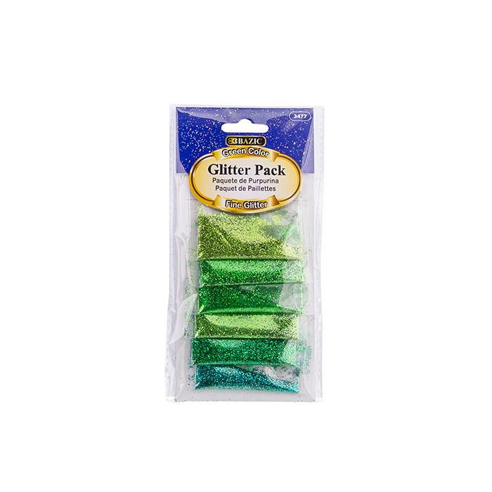 24 pieces of 0.07 Oz (2g) 6 Green Color Glitter Pack