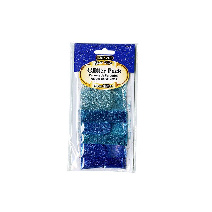 24 pieces of 0.07 Oz (2g) 6 Blue Color Glitter Pack