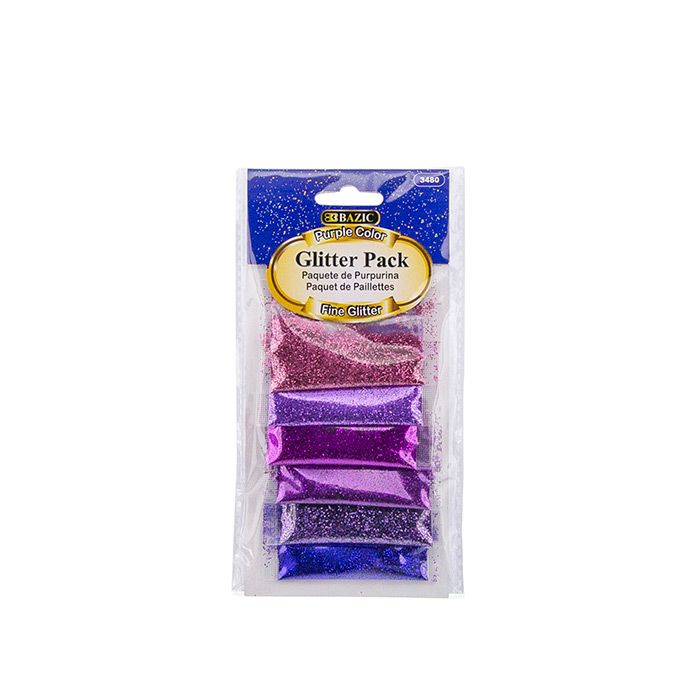 24 pieces of 0.07 Oz (2g) 6 Purple Color Glitter Pack