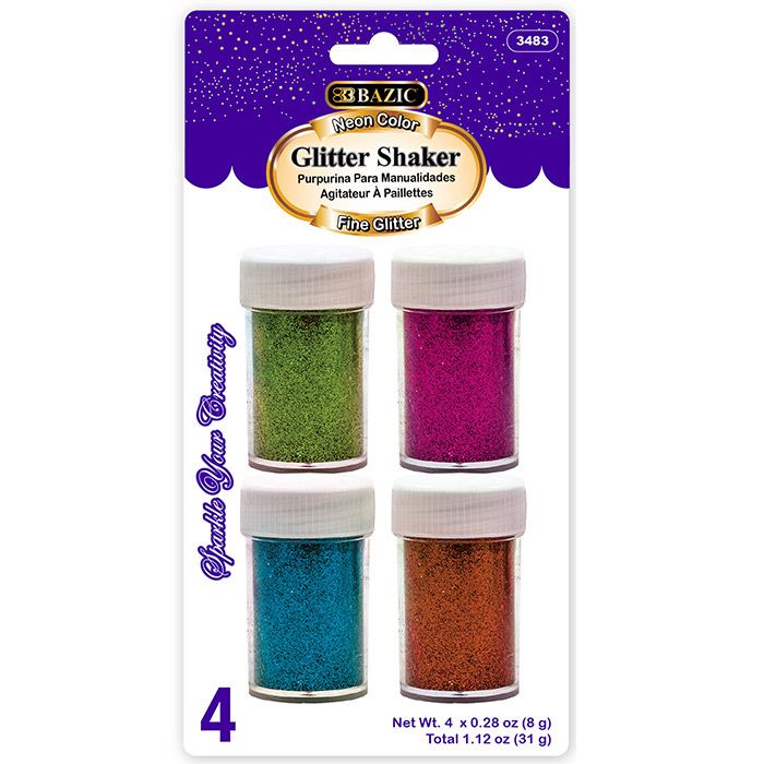 24 pieces of 0.28 Oz (8g) 4 Neon Color Glitter Shaker