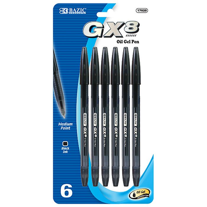 24 Wholesale GX-8 Black OiL-Gel Ink Pen (6/pack)