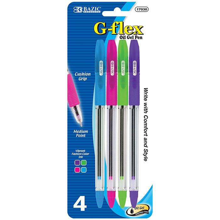 24 Wholesale 4 Color G-Flex OiL-Gel Ink Pen W/ Cushion Grip