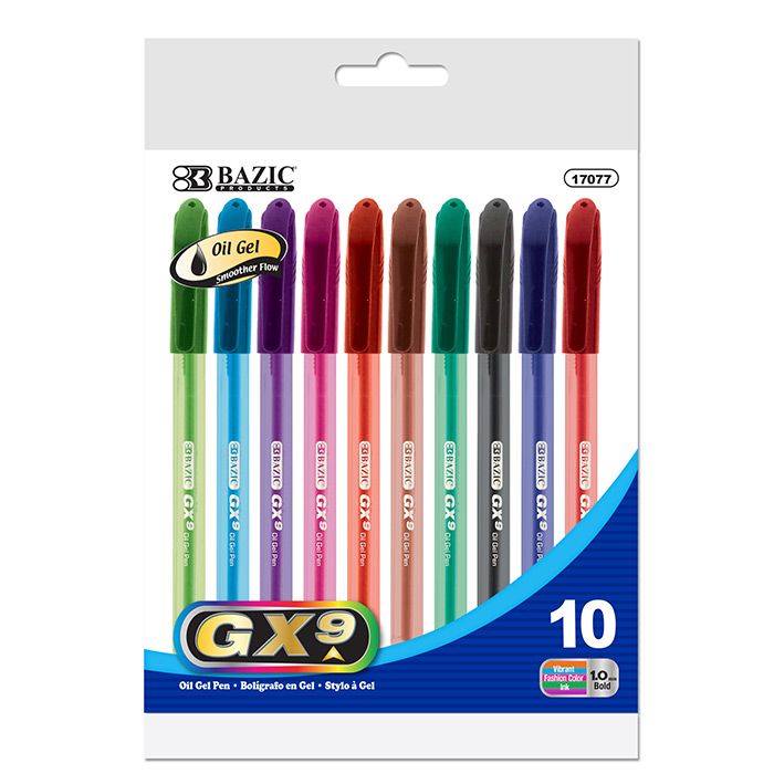 24 Wholesale 10 Color GX-9 Triangle OiL-Gel Ink Pen