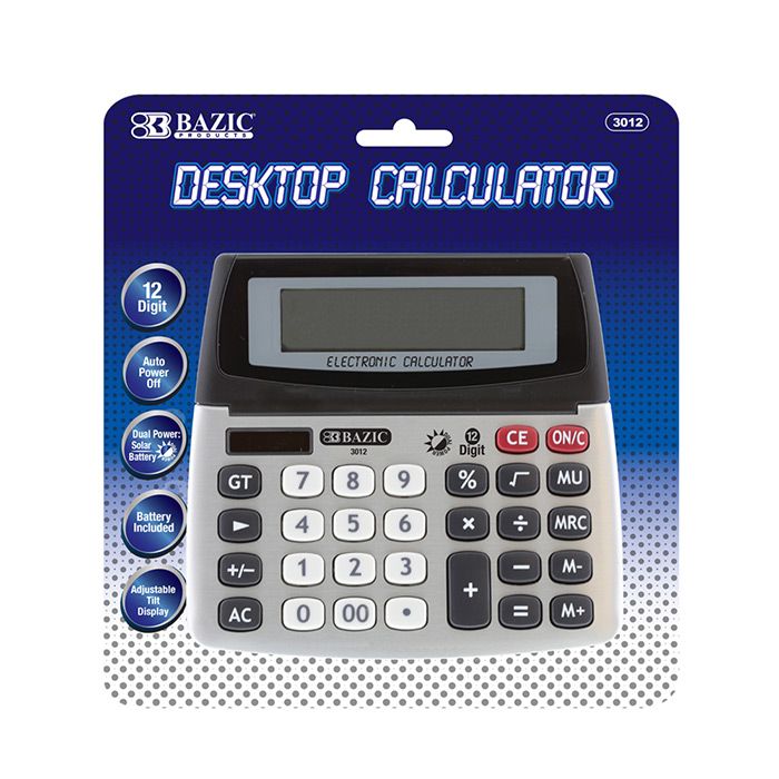 12 pieces of 12-Digit Dual Power Desktop Calculator W/ Adjustable Display