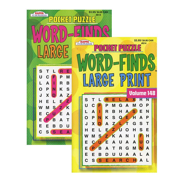 24 pieces Kappa Pocket Puzzle Word Finds Large Print - Digest Size - Crosswords, Dictionaries, Puzzle books