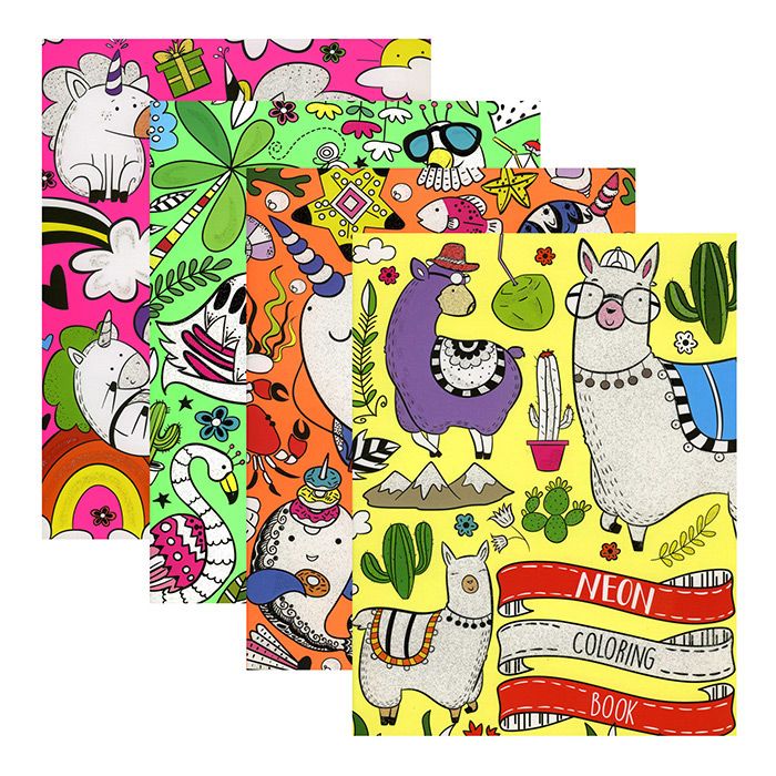 48 Wholesale Neon Covered Advanced Coloring Books