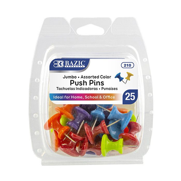 144 pieces of Assorted Color Jumbo Push Pins 25pack